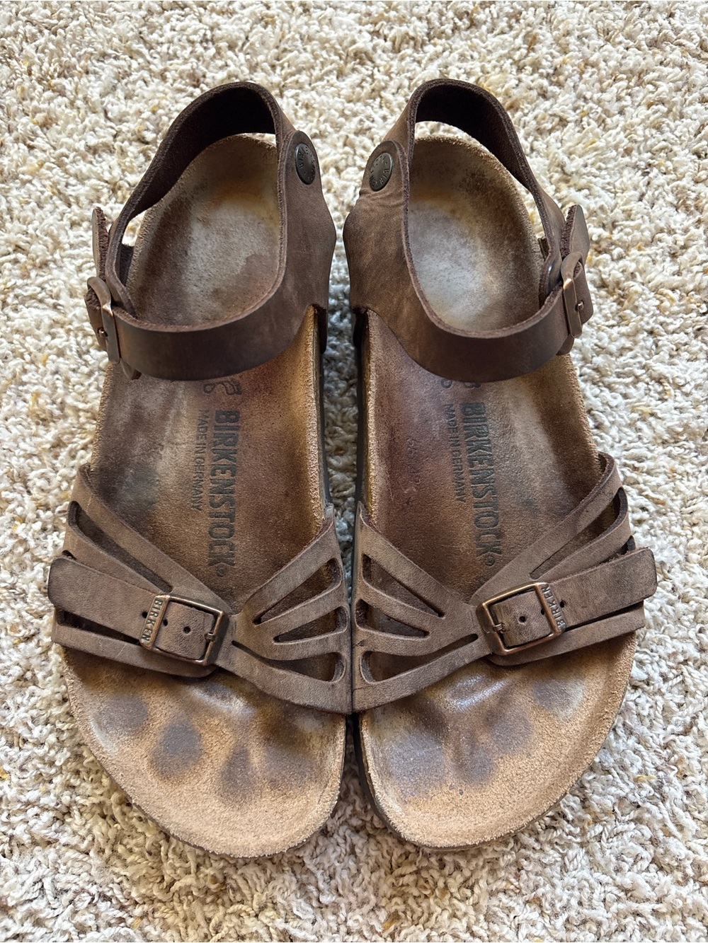 Birkenstock Bali Brown Tan Oiled Leather Strappy Casual Size EU 39 US 8-8.5